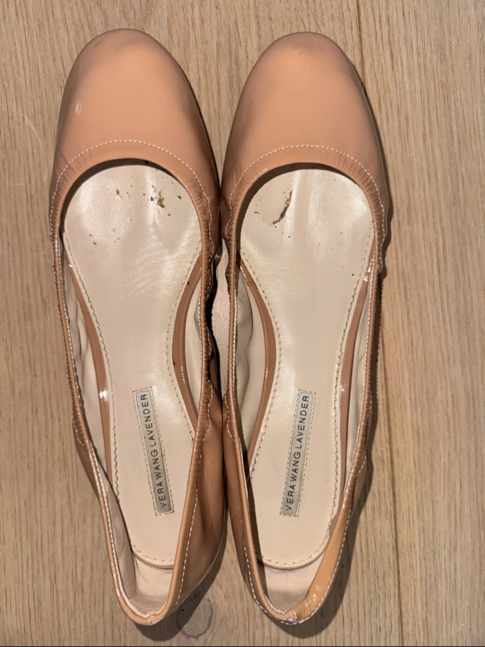 VERA WANG Lavender Label! Nude Patent Ballet Flats.